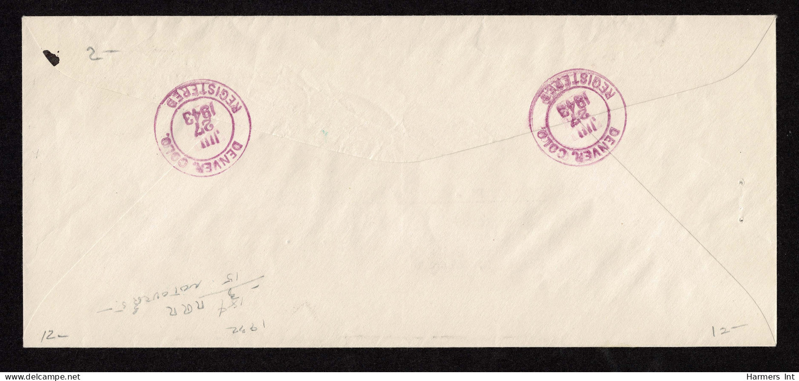 Lot # 139 Registry Service: 1943 Registered Letter Bearing 1938, 18¢ Grant Brown Carmine - Covers & Documents