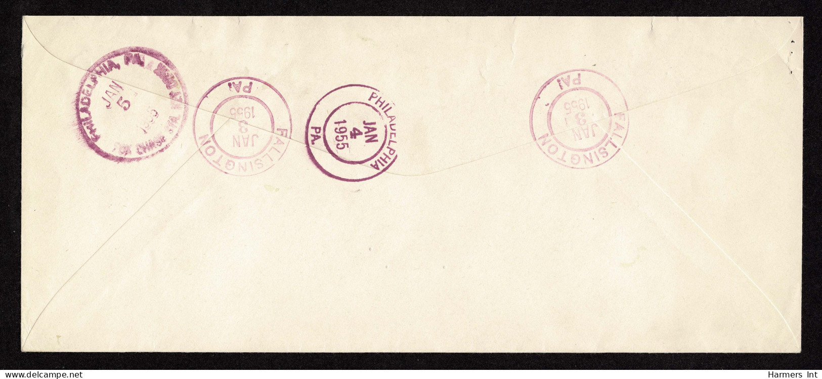 Lot # 158 Registered, Return Receipt Requested On 1955 Envelope: Bearing 1938, 17¢ Andrew Johnson Red Rose, 20¢ Garfield - Briefe U. Dokumente