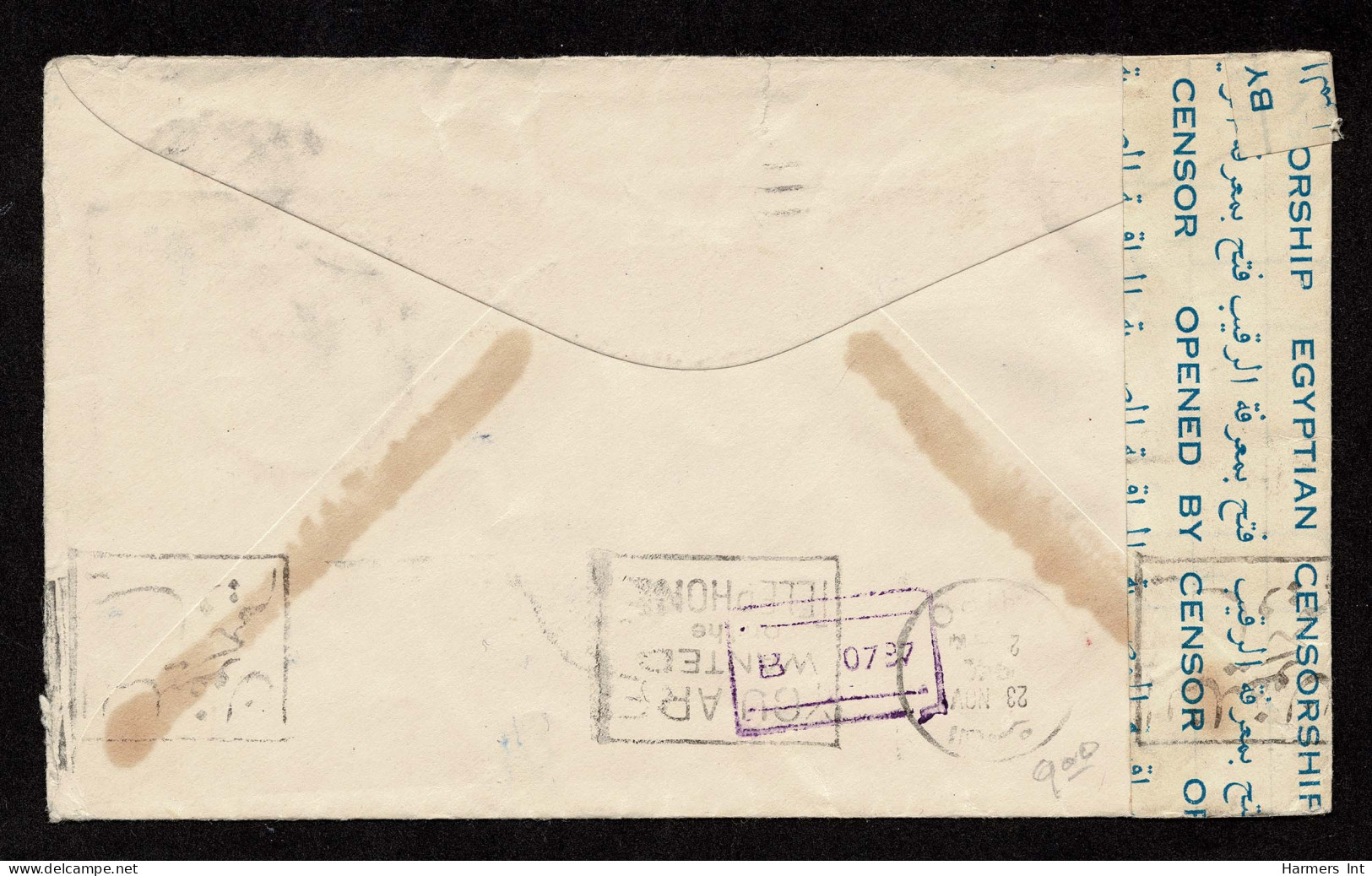 Lot # 205 Used To Egypt: 1940 Envelope Bearing 1938 20c Garfield Bright Blue Green, 10c Tyler Brown Red And 6c Eagle Air - Briefe U. Dokumente