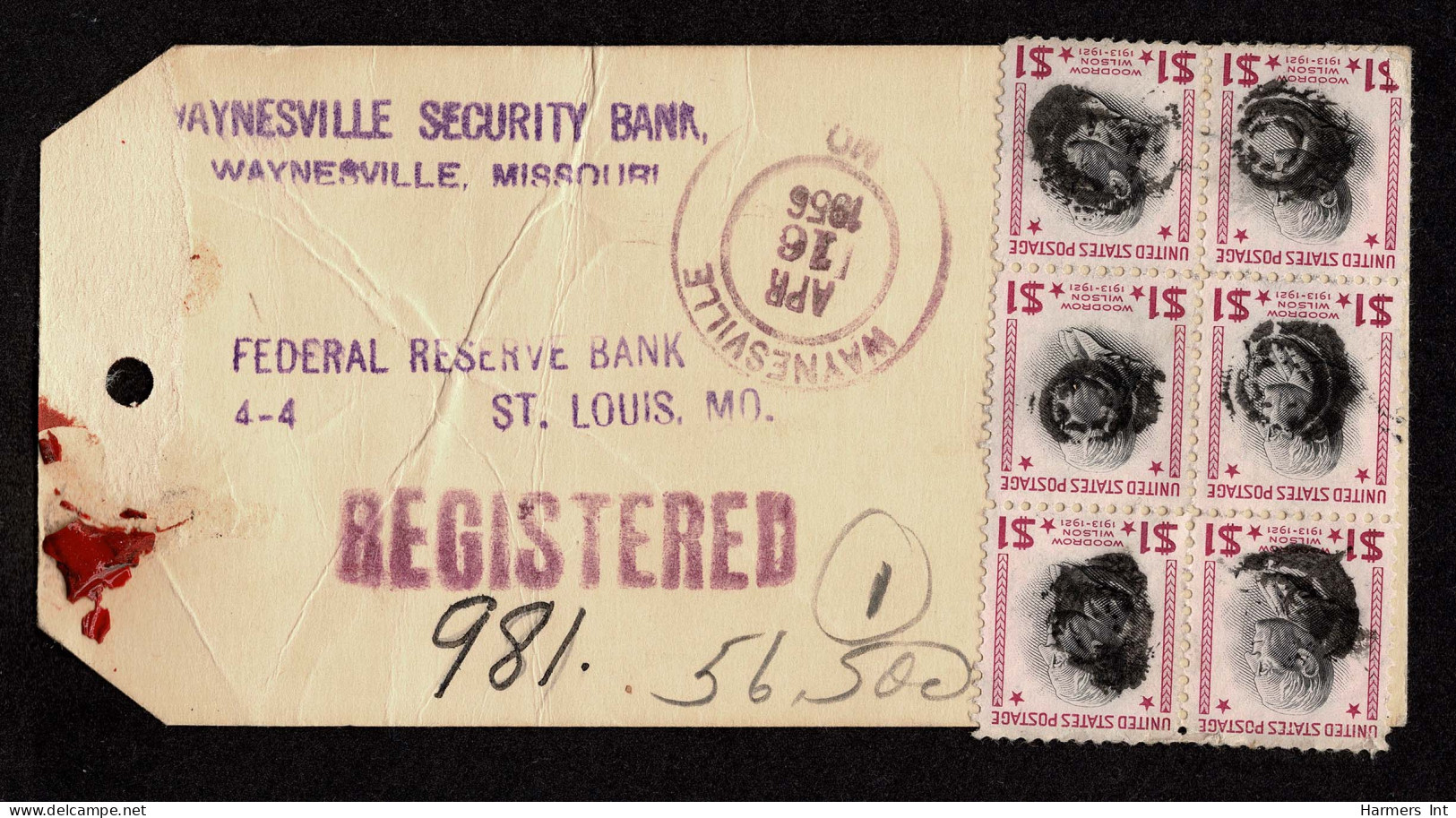 Lot # 230 Mail Tags: Group Of THREE From WAYNESVILLE SECURITY BANK, WAYNESVILLE, MISSOURI To The FERERAL RESERVE BANK, S - Briefe U. Dokumente