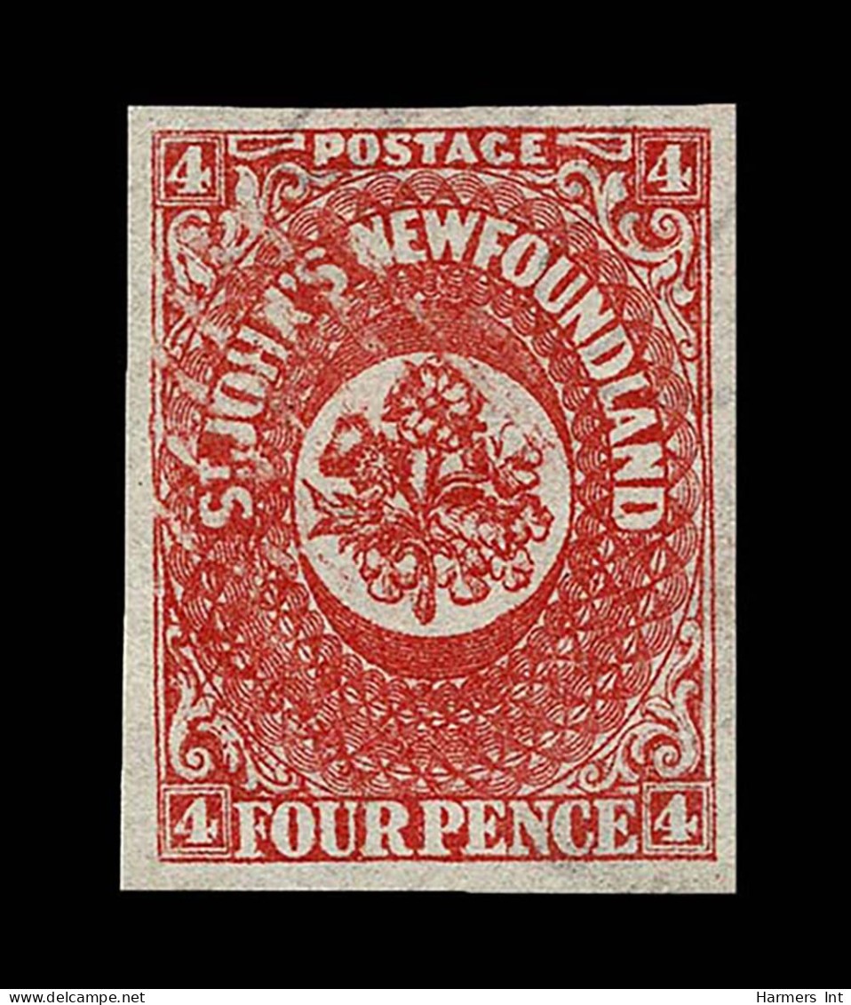 Lot # 253 Newfoundland: 4 Pence Type A Showing The Blank Areas Where The Cancel Was Applied. - Autres & Non Classés