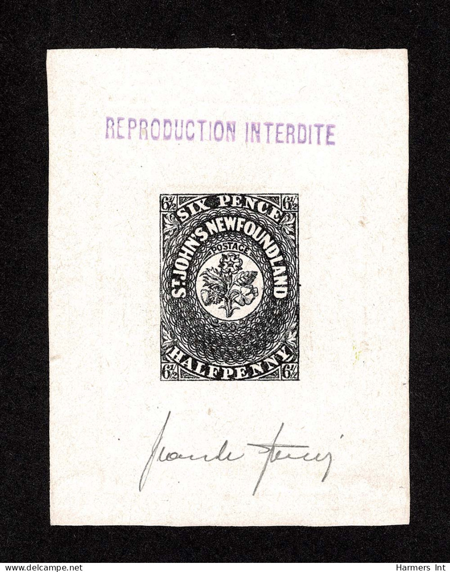 Lot # 258 Newfoundland: 6½ Pence, Type A Die Proof In Black - Autres & Non Classés