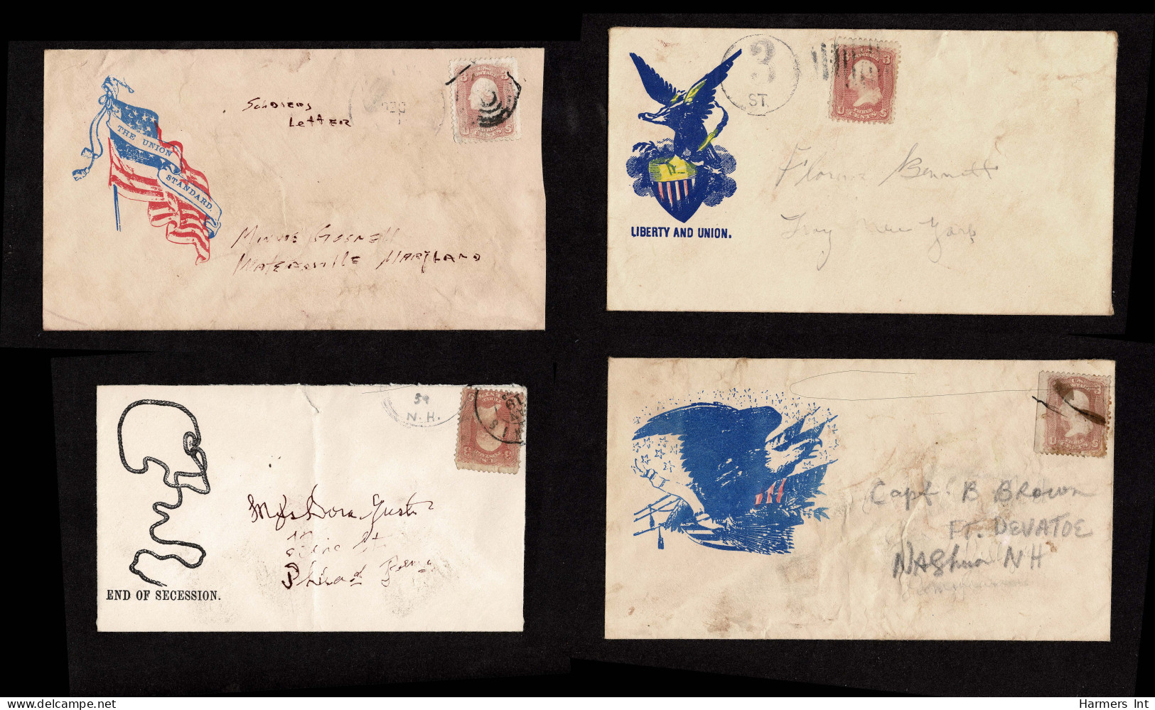 Lot # 297 Civil War Patriotics: Group Of 16 "used" Covers Plus A Wells Fargo - Autres & Non Classés