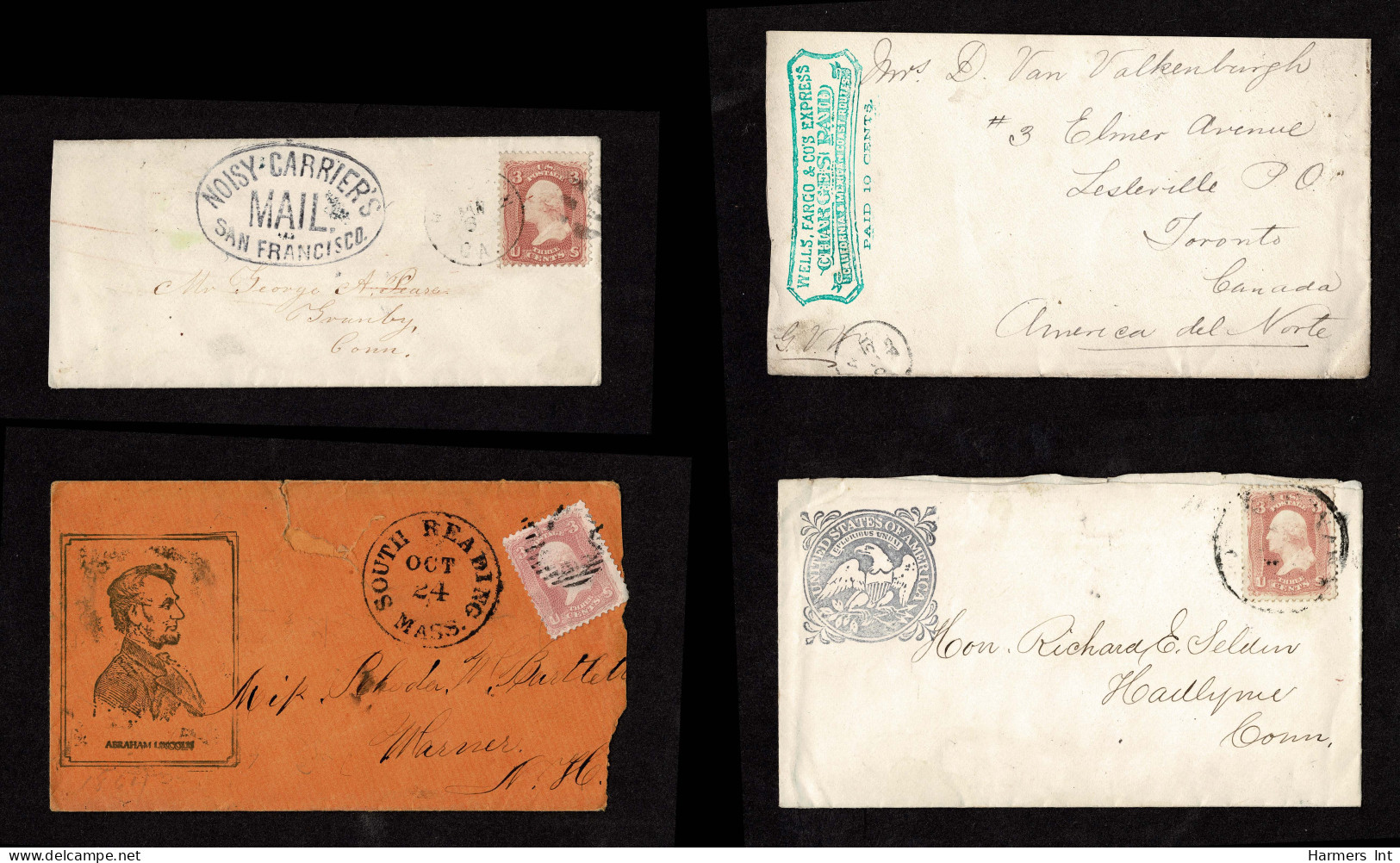 Lot # 297 Civil War Patriotics: Group of 16 "used" covers plus a Wells Fargo