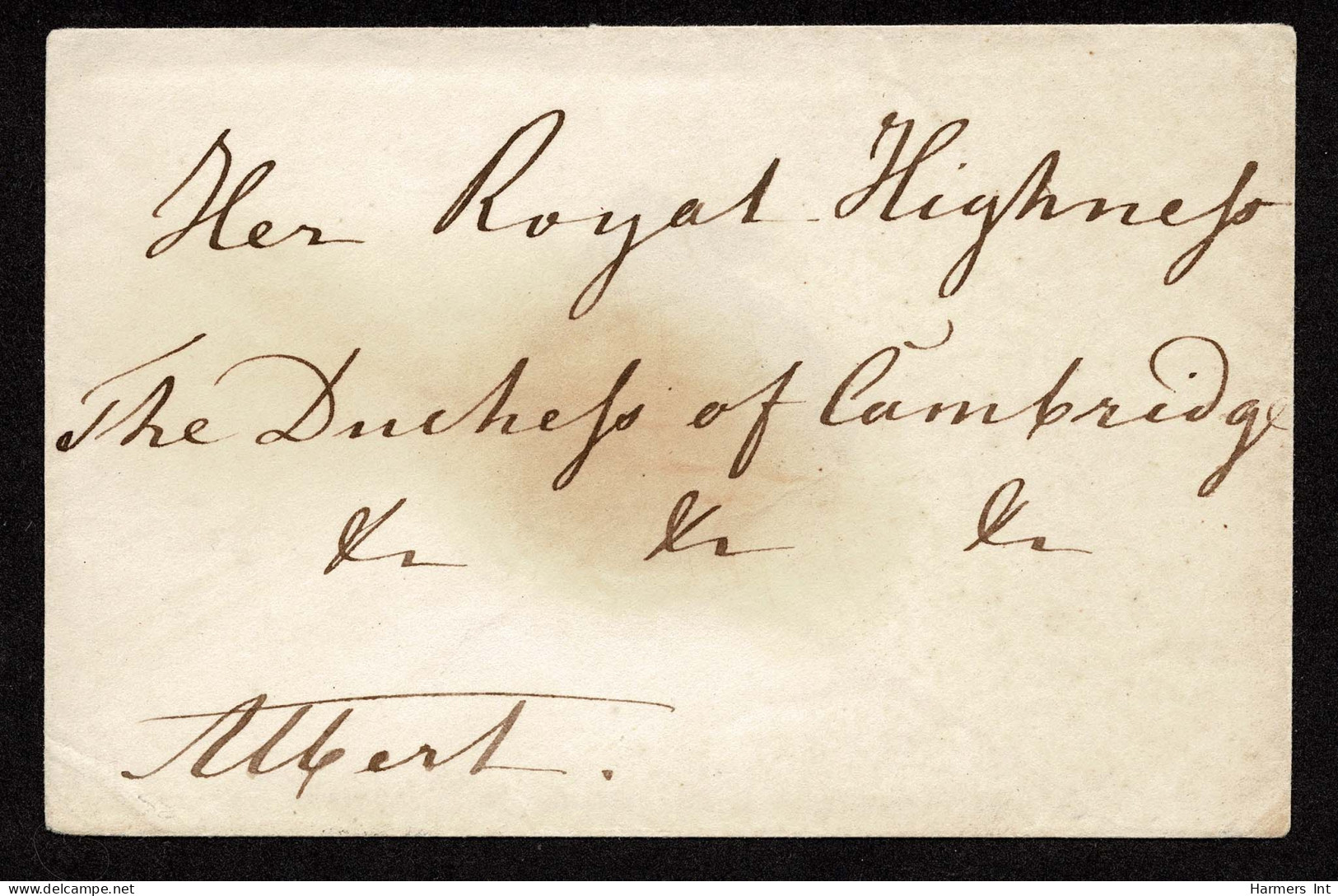 Lot # 578 AUTOGRAPH: PRINCE ALBERT; Unstamped Envelope Bearing Signed "Albert" - Personajes Historicos