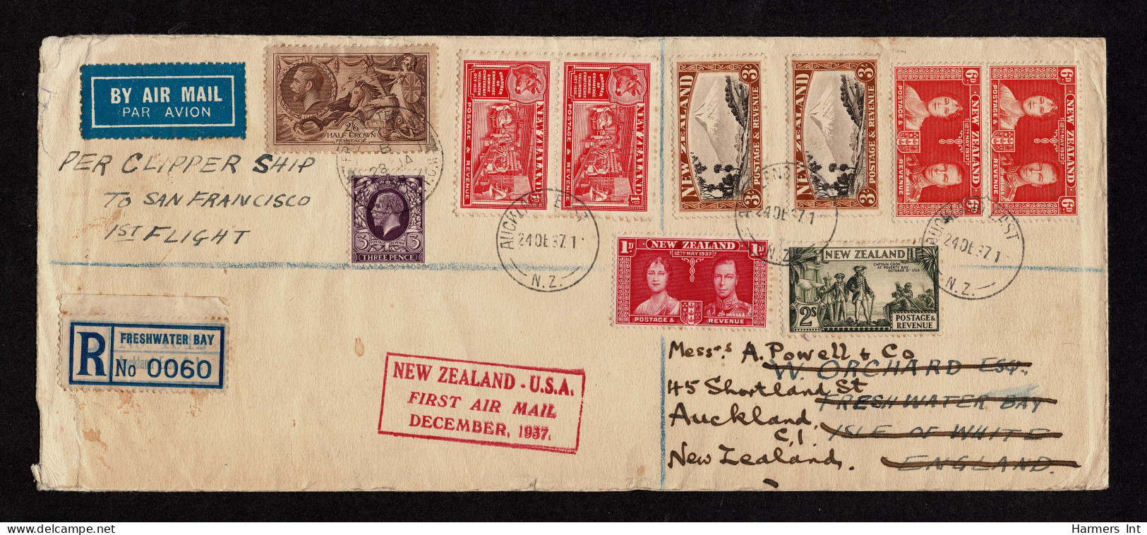 Lot # 685 Used To Isle Of White: 1934, King George V Re-engraved “Seahorse”, 2s6d Chocolate Brown And 1935, King George  - Storia Postale