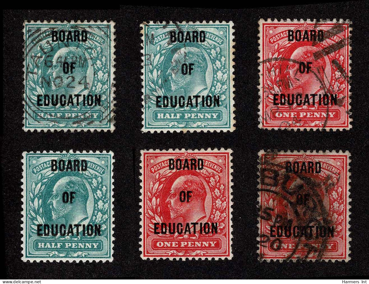 Lot # 751 Board Of Education; 1902, King Edward VII, Six Stamps, ½d Blue Green (3 Copies) And 1d (3copies) Scarlet - Oficiales