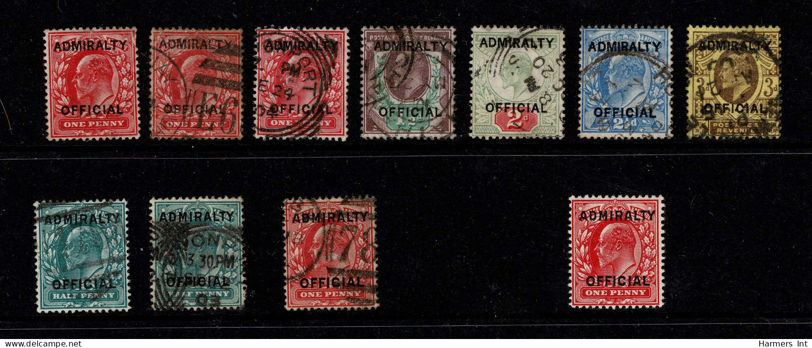 Lot # 752 Admiralty Official; 1903, King Edward VII, ½d - 3d Mixed Colors Selection Of 11 Stamps, Some Duplication - Oficiales