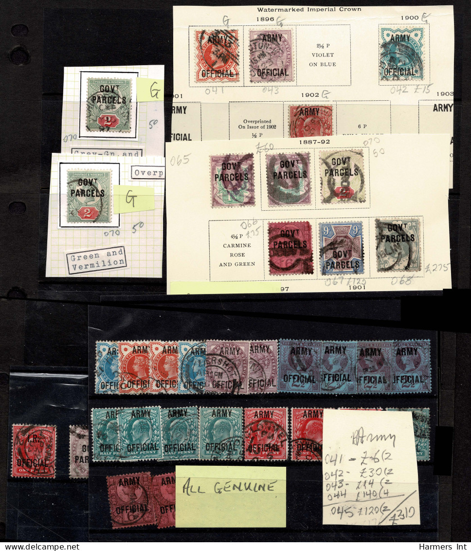 Lot # 753 Official Stamps:45 Used Primarily Army And Government Parcels Plus 2 O.W. - Oficiales