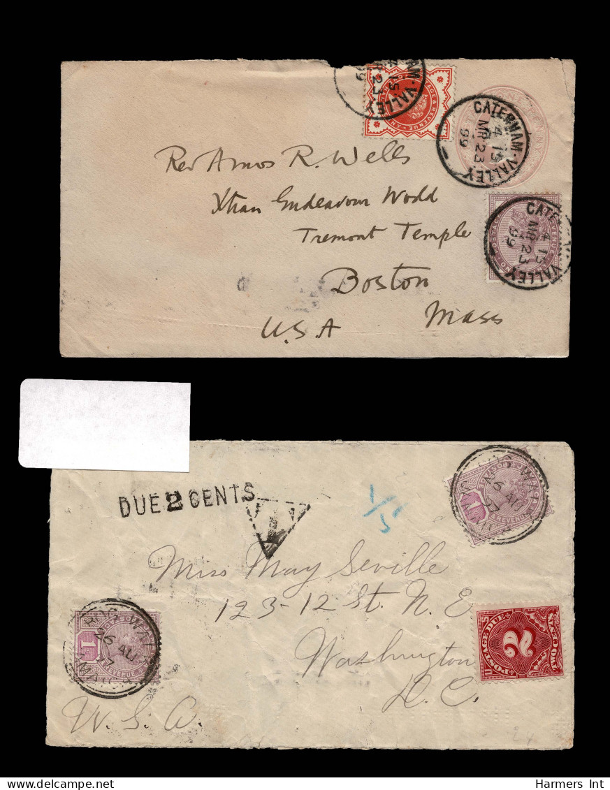 Lot # 765 Great Britain covers, 1879 to 1903: 9 covers bearing U.S. Postage Dues