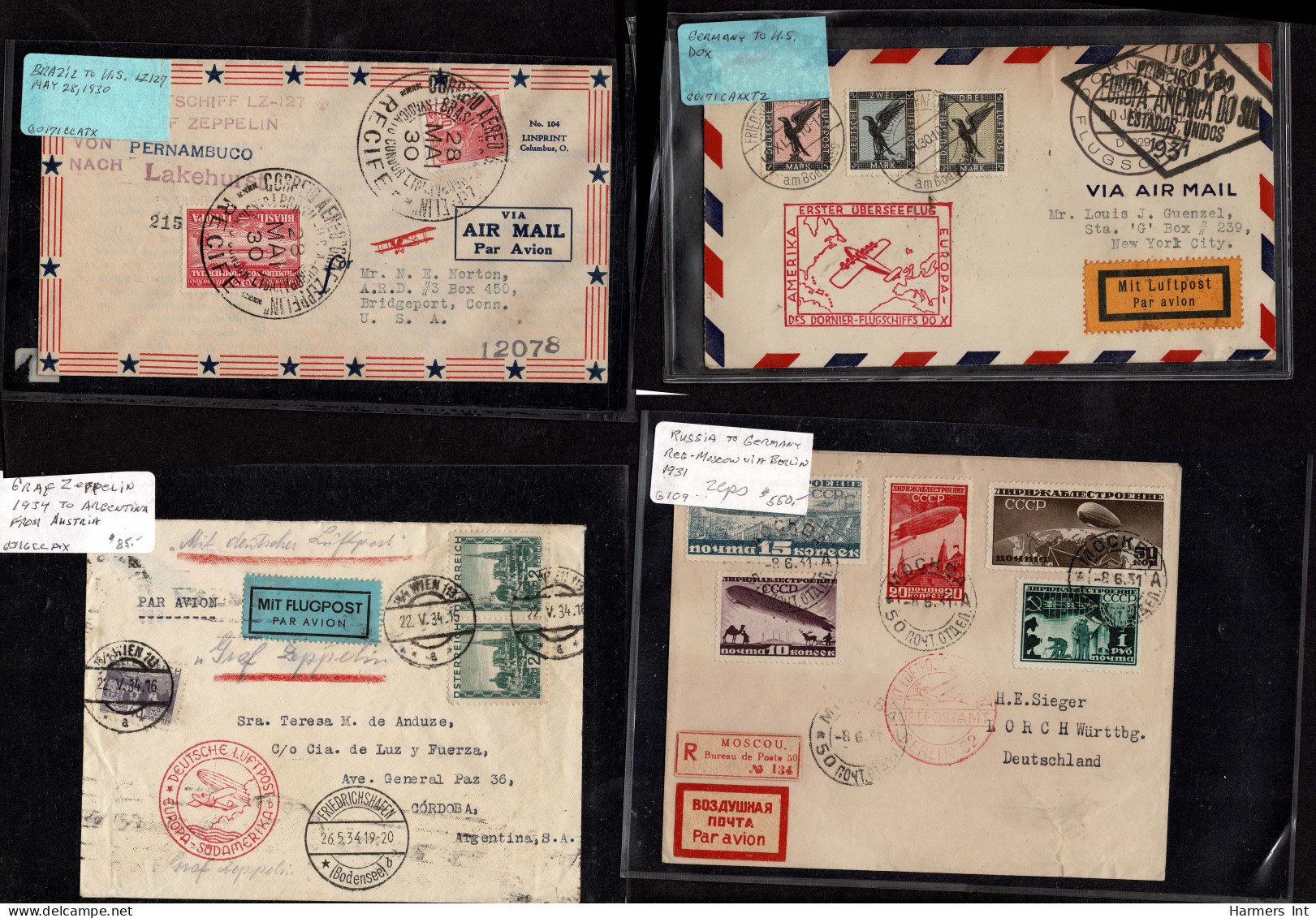 Lot # 909 Zeppelin And Flights: A Very Nice Collection Of Covers And Stamps In Stock Book And Sleeved. - Collections (sans Albums)