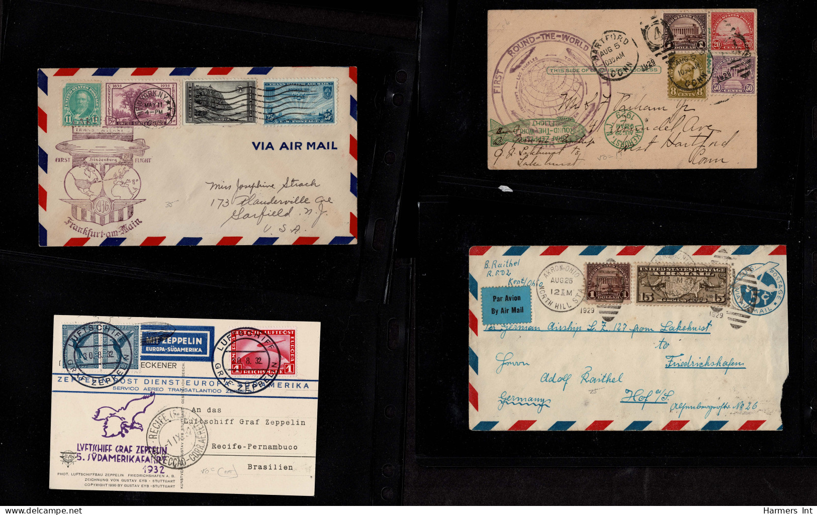 Lot # 909 Zeppelin and Flights: A very nice collection of covers and stamps in stock book and sleeved.