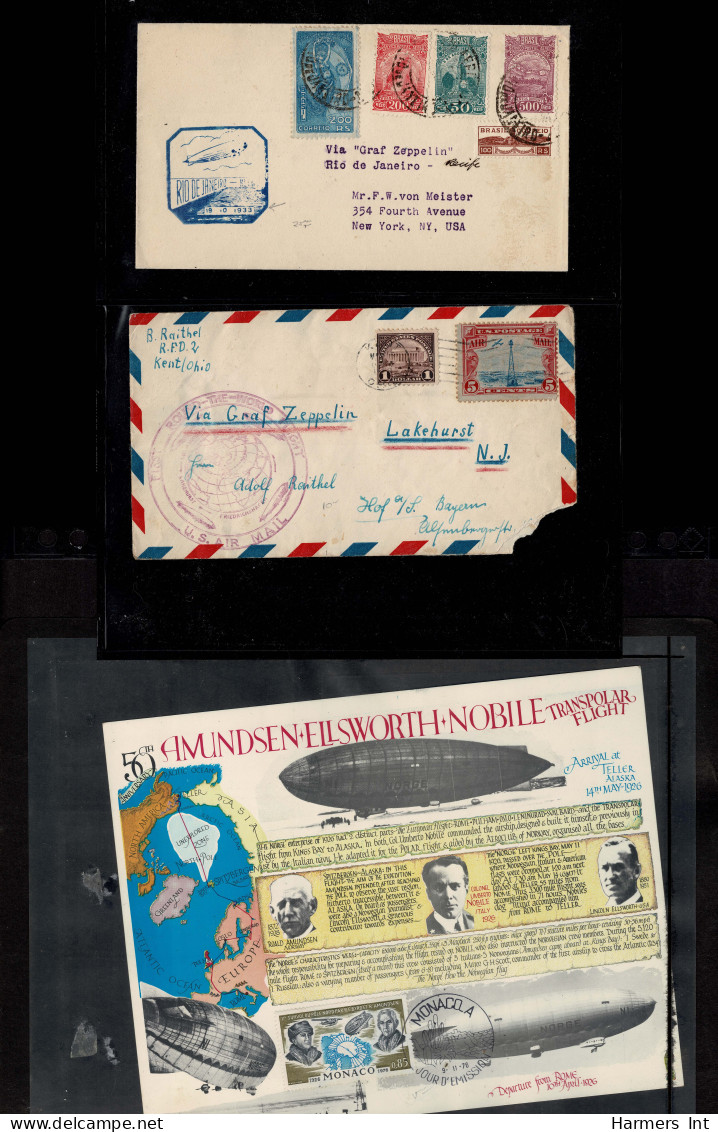 Lot # 909 Zeppelin and Flights: A very nice collection of covers and stamps in stock book and sleeved.