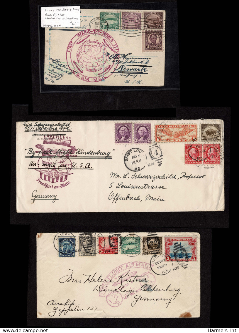 Lot # 909 Zeppelin and Flights: A very nice collection of covers and stamps in stock book and sleeved.