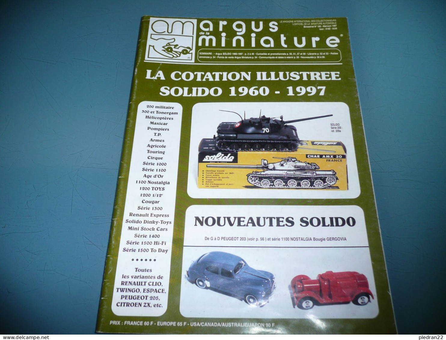 AM ARGUS DE LA MINIATURE MODELISME VOITURES CAMIONS HELICOPTERE MILITAIRE AGRICOLE CIRQUE POMPIERS SOLIDO 1997 N° 185 - Otros & Sin Clasificación