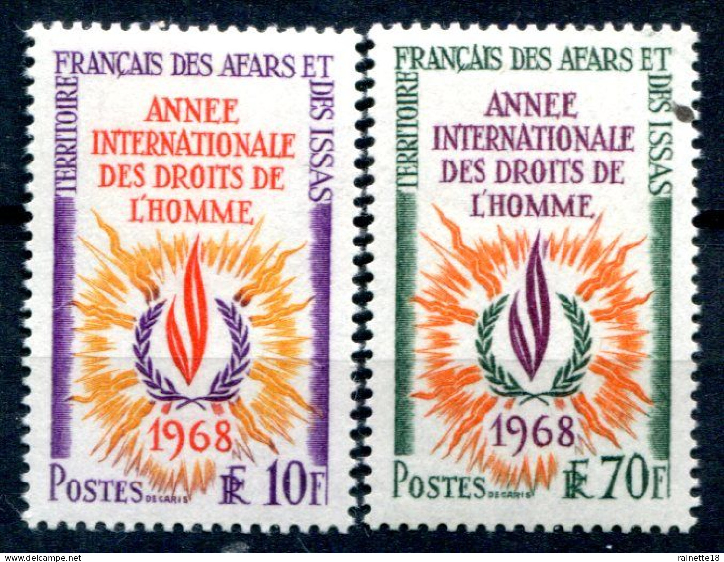 Afars Et Issas          341/342 ** Année Internationale Des Droits De L'Homme - Ongebruikt