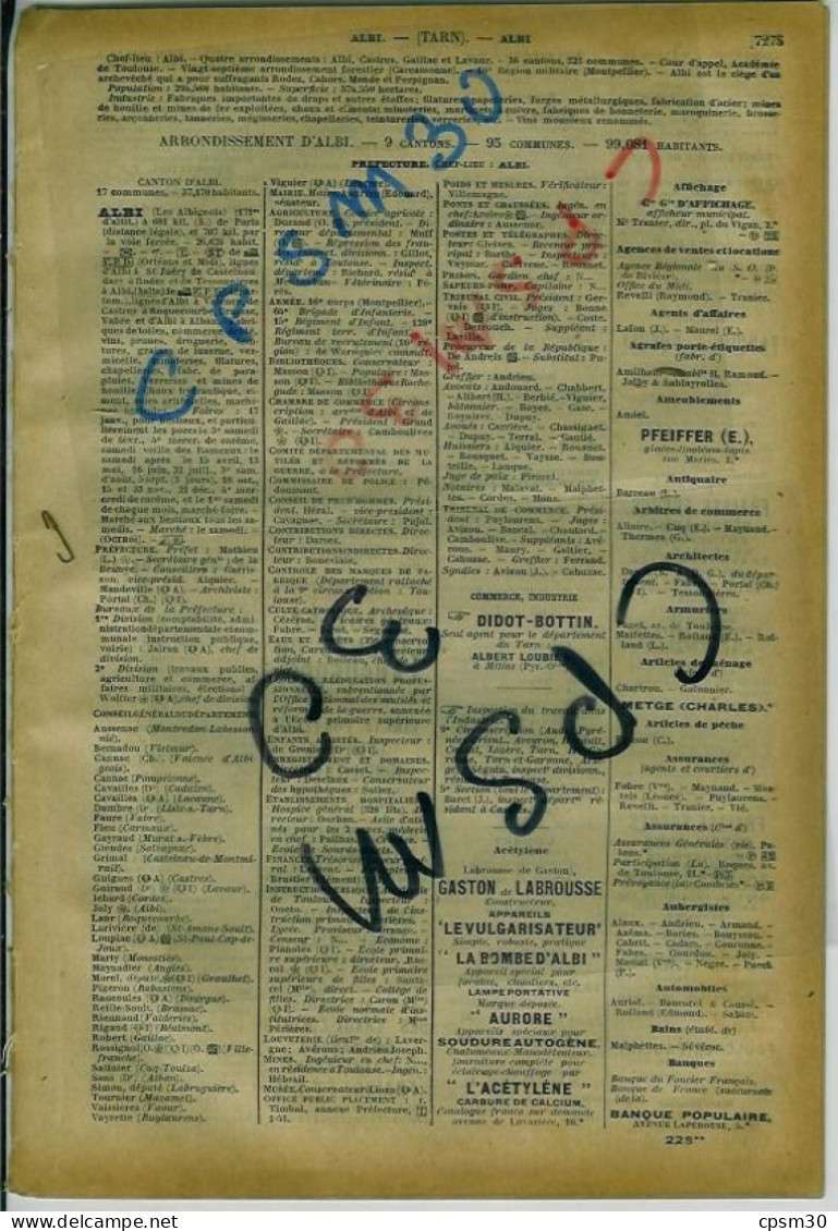 ANNUAIRE - 81 - Département Tarn - Année 1925 - édition Didot-Bottin - 38 Pages - Directorios Telefónicos