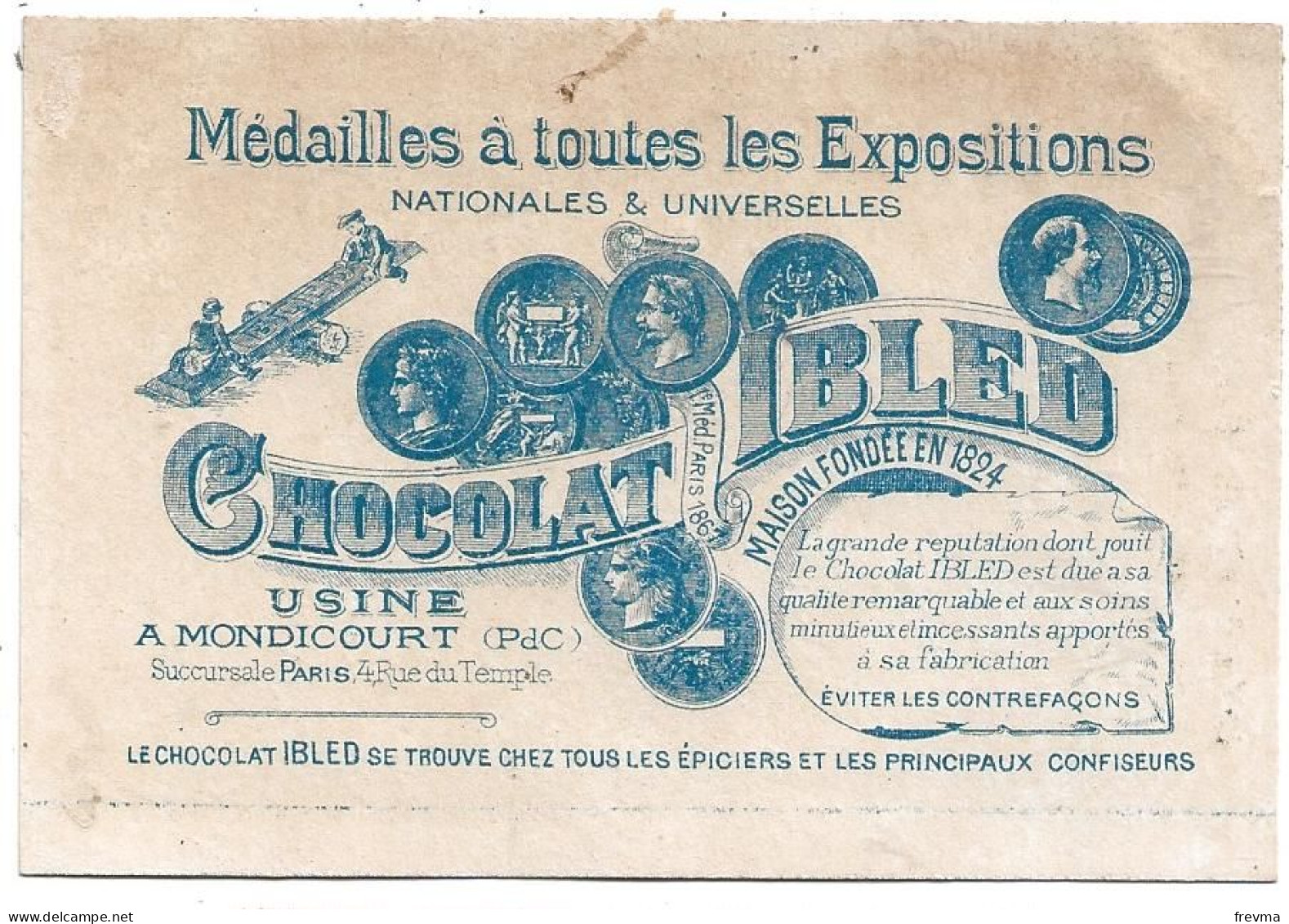 Chromos Publicitaire Chocolat Ibled Année 1900 Une Vocation - Ibled