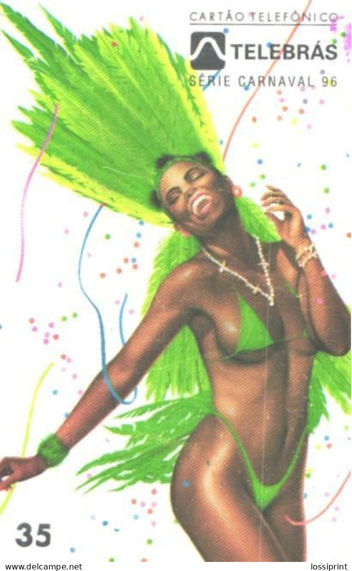 Brazil:Brasil:Used Phonecard, Telebras, 35 Units, Carnival 1996, Bikini Lady - Brasilien