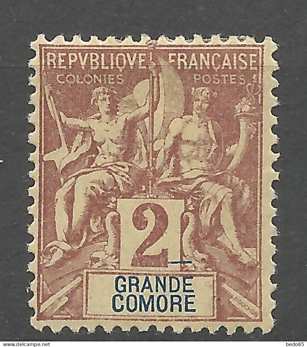 GRANDE COMORE N° 2 Variétée Trait Bleu Sur DE De GRANDE NEUF*  CHARNIERE  / Hinge  / MH - Unused Stamps