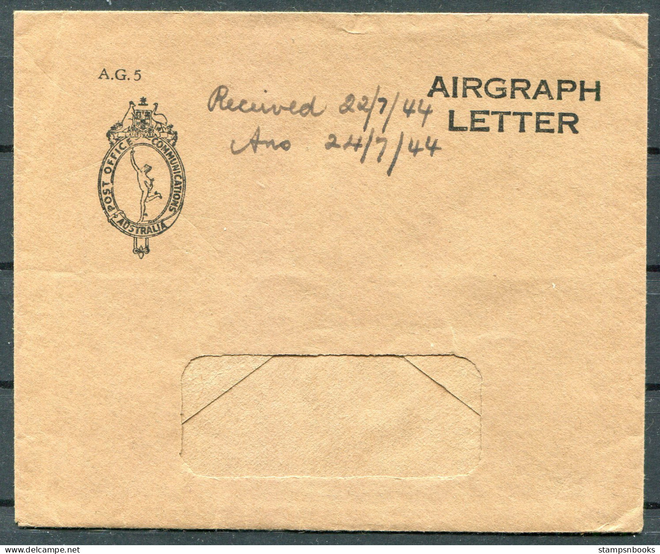 1944 Australia Airgraph Letter & Envelope RAAF Kodak House, London - Melbourne - Storia Postale