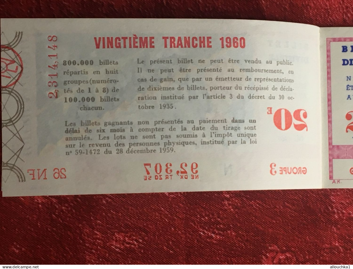 Espace Ballon Avion Fusée 1960 Billet De Loterie Nationale-divisible Ne Peut être Vendu Au Public ?Imprimé Taille Douce - Billets De Loterie