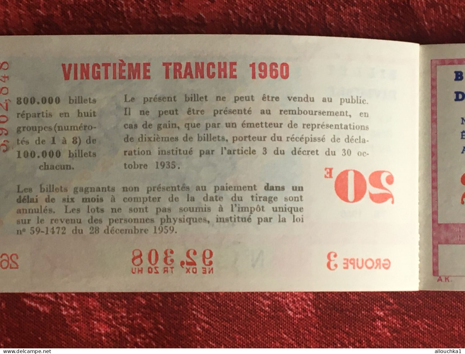 Espace Ballon Avion Fusée 1960 Billet De Loterie Nationale-divisible Ne Peut être Vendu Au Public ?Imprimé Taille Douce - Billets De Loterie