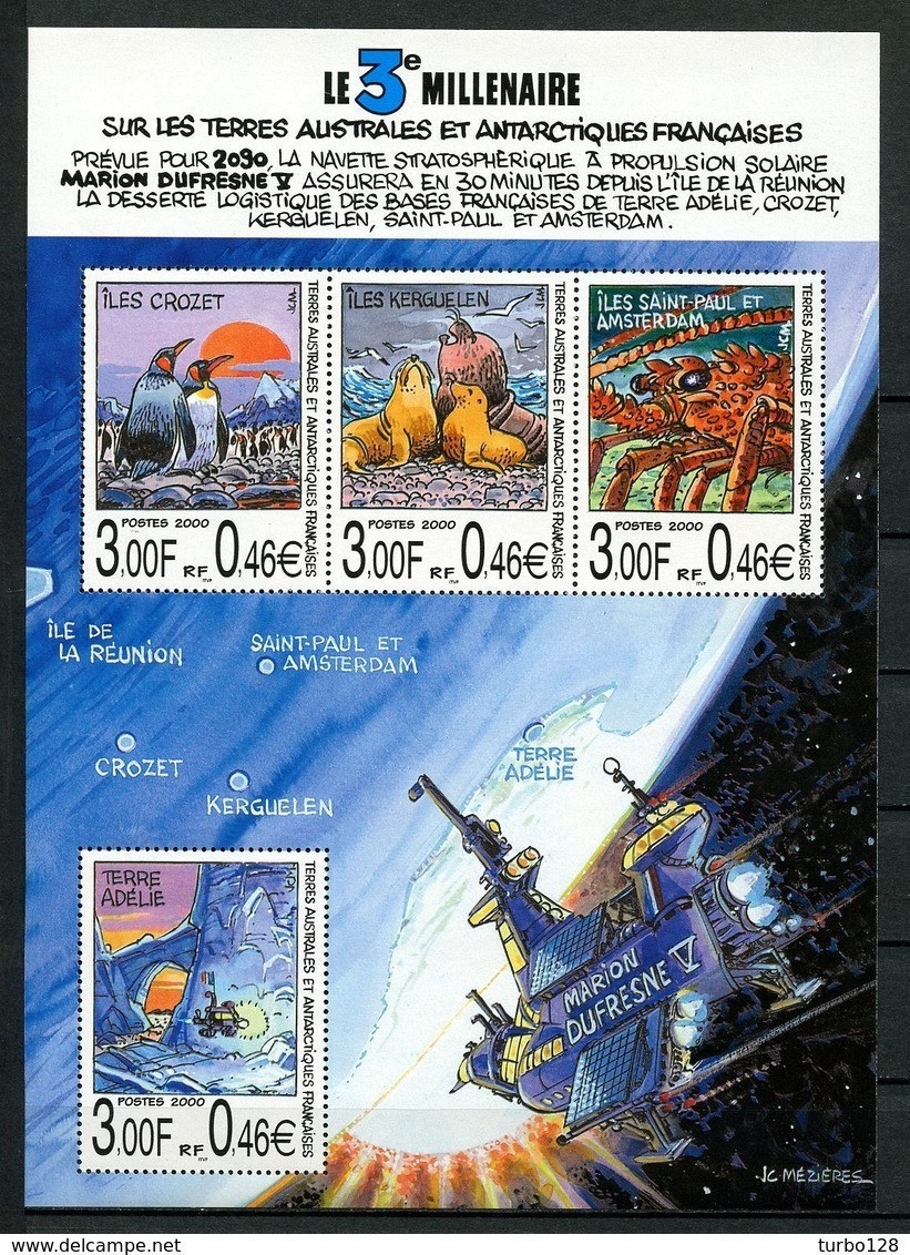 TAAF Bloc N° 4 ** ( 281/284 ) Neuf MNH Superbe C 13 € Faune Oiseaux Birds Manchots Otaries Crustacés Langouste Navette - Blocs-feuillets