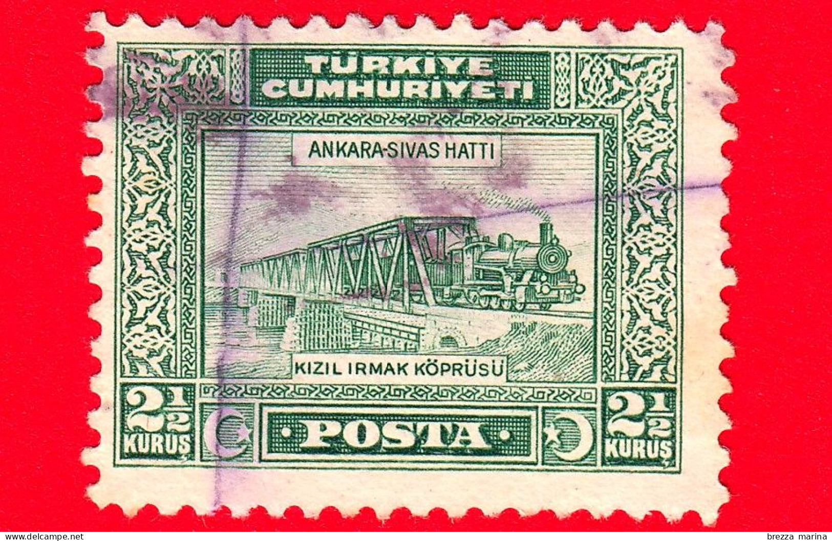 TURCHIA - Usato - 1930 - Ponte Della Ferrovia Su Kizilirmak - Ankara-Sivas Hatti - 2 ½ - Usati