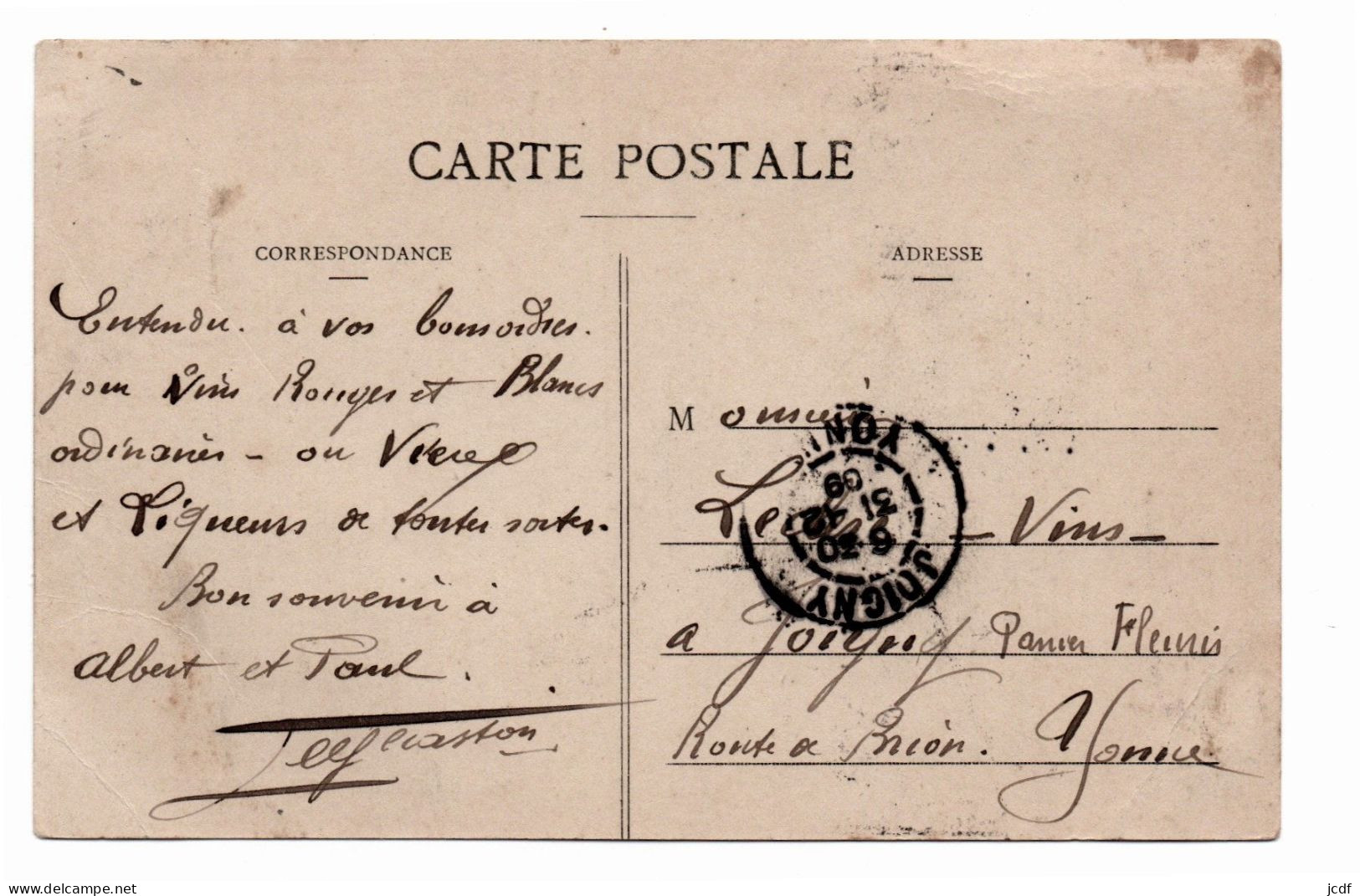 89 BONNARD Maison Gaston Dey - 1909 - Tonnelier Commissionaire En Vins - Carriole Attelée - Signée G Dey - Env Migennes - Mercanti