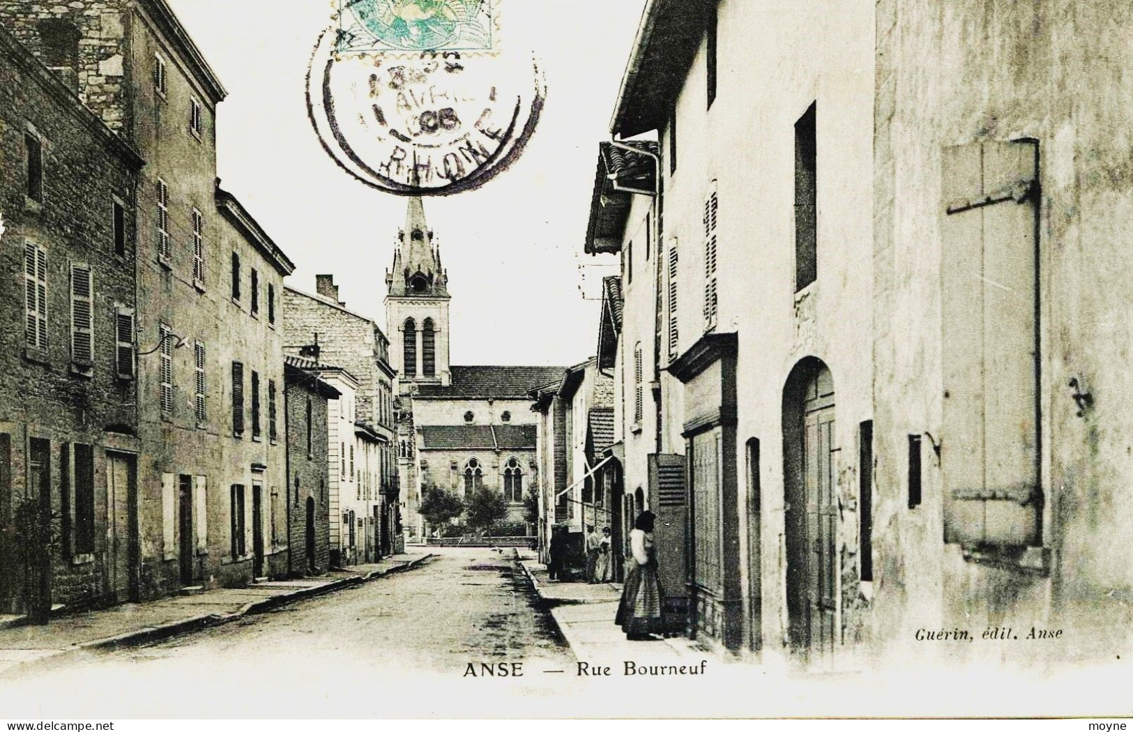 10726 -Rhone - ANSE  :  RUE  BOURNEUF    Circulée En 1906 - Anse