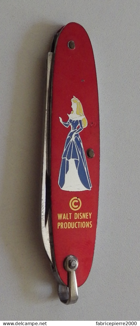 WALT DISNEY PRODUCTIONS - Petit Couteau Pliant  / Canif La Belle Au Bois Dormant Années 1990 BON ETAT - Disney