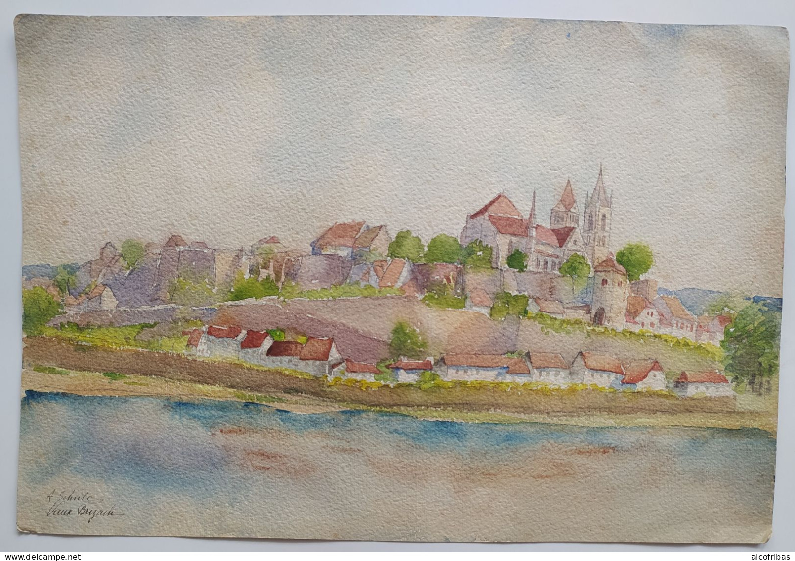 Brisach Breisach Vieux Brizach Alt Brizach Aquarelle Signée Schule - Acquarelli