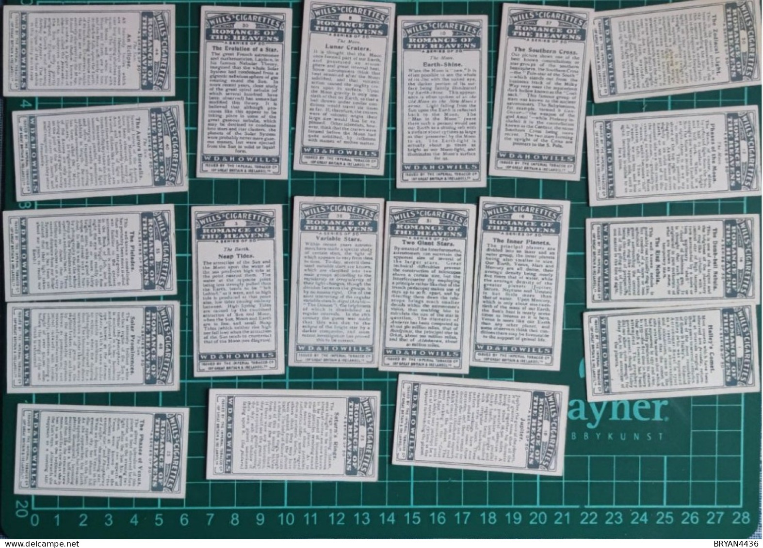 LOT - 19 CARTES - CIGARETTES WILLS - SERIE ASTRONOMIE - TRES BON ETAT - VOIR 2 SCANS - Wills