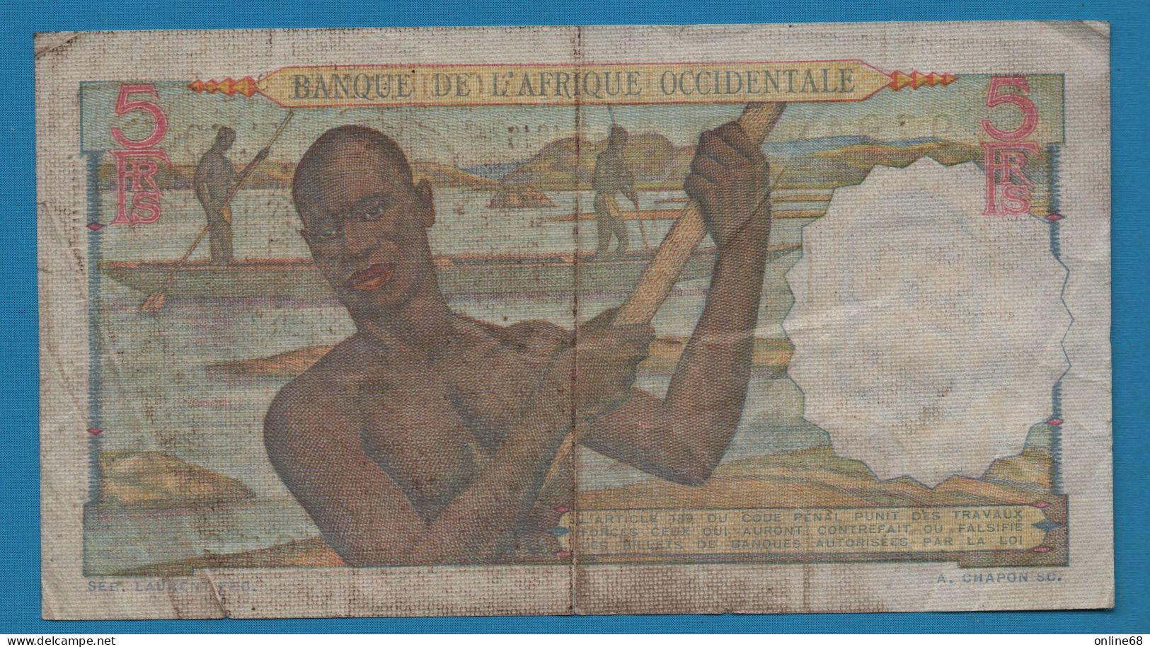 Banque De L'Afrique Occidentale 5 FRANCS 09-03-1948 # T.60 P# 36 FRENCH WEST AFRICA - Other - Africa