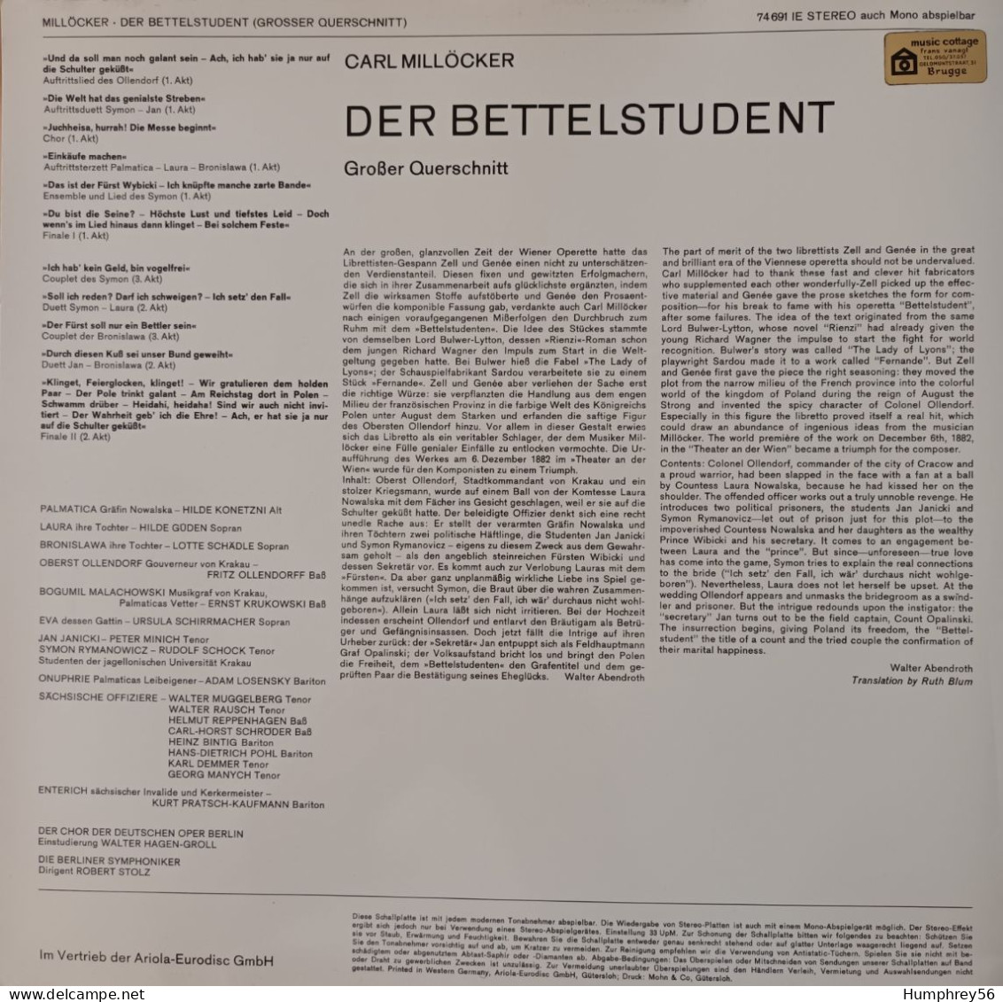 Bruno FRITZ, Brigitte MIRA, Rudolf SCHOCK, Margit SCHRAMM & Berliner Symphoniker - Welterfolge Paul Lincke - Opéra & Opérette