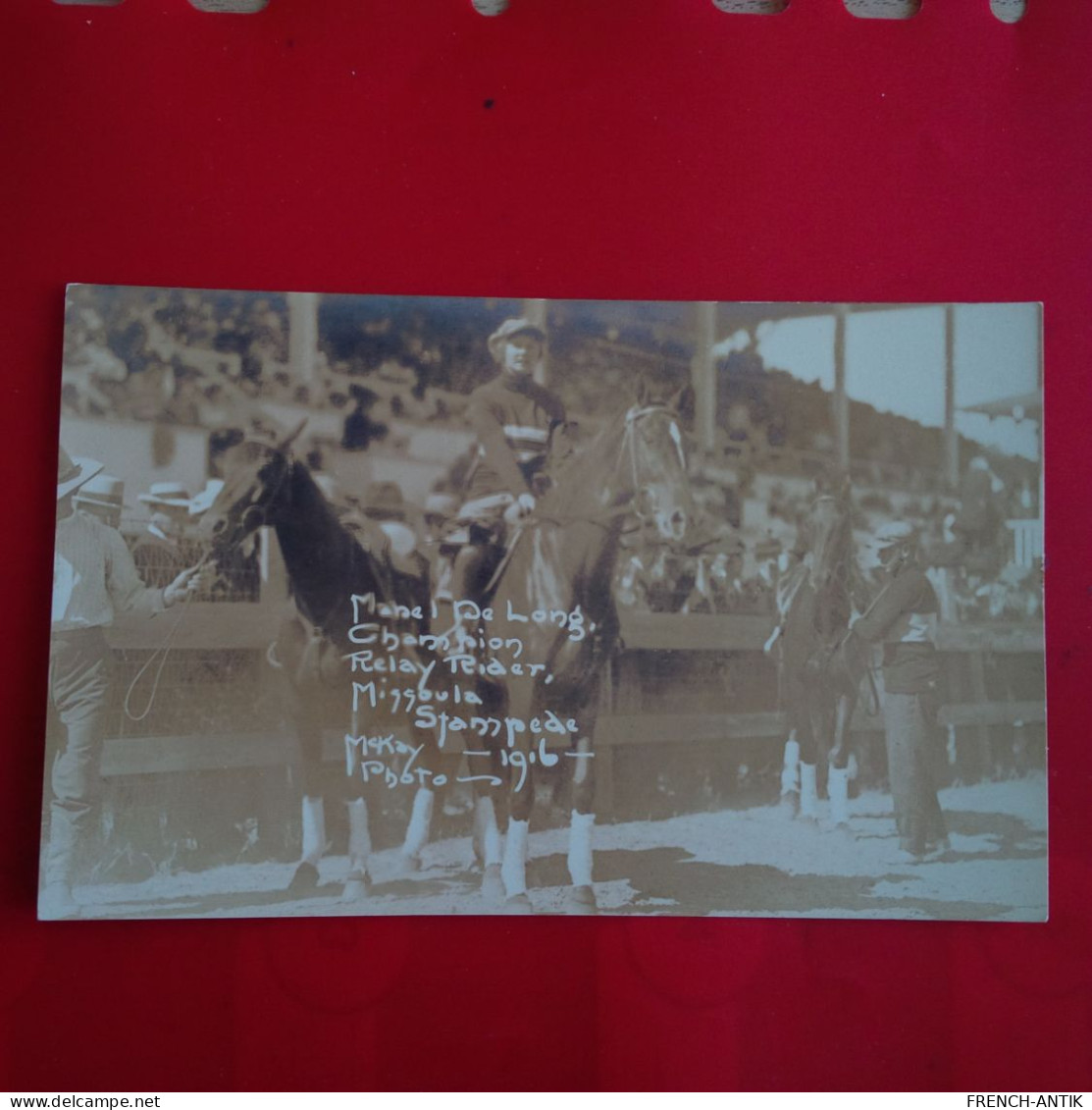 CARTE PHOTO MISSOULA STAMPEDE 1916 CHAMPION RELAY RIDER - Missoula