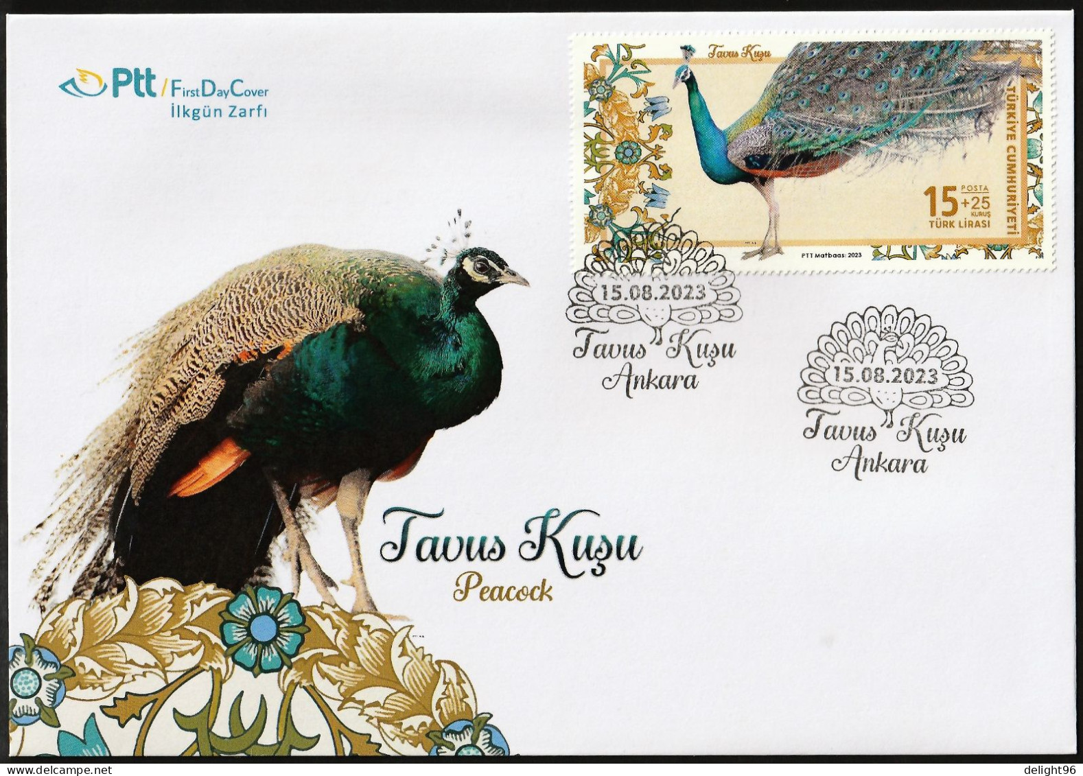 2023 Turkey Peacock FDC - Paons