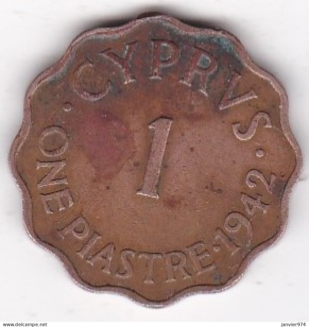 Chypre 1 Piastre 1942 George VI, En Bronze , KM# 23a - Cipro