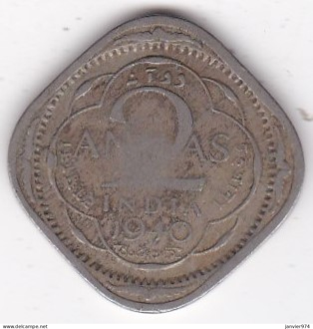 Inde 2 Annas 1940 Calcutta George VI, En Cupro Nickel, KM# 540 - Inde