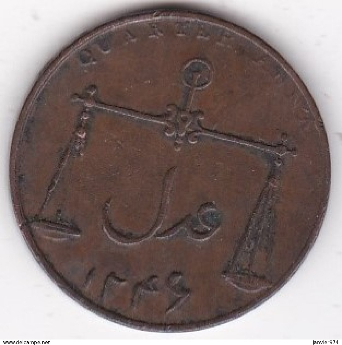 East India Company Bombay Presidency, 1/4 Anna 1830 1246.  En Cuivre, KM# 231 - Inde