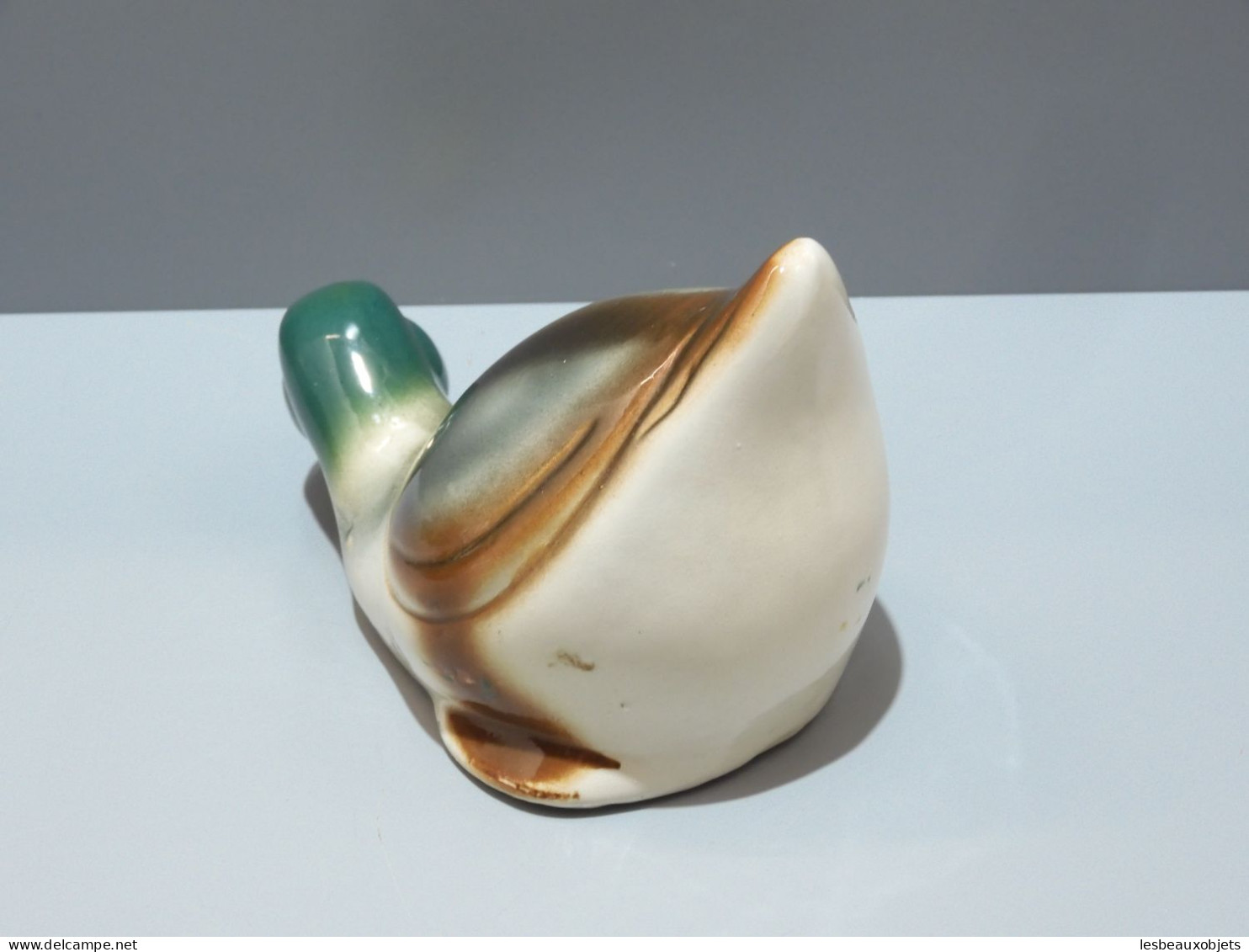 -SUJET CANARD COL VERT CERAMIQUE objet déco Collection Vitrine XXe    E