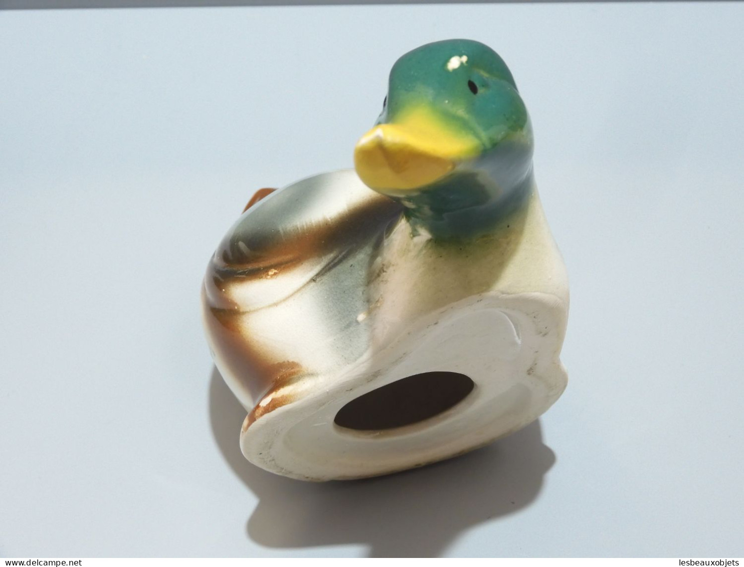 -SUJET CANARD COL VERT CERAMIQUE objet déco Collection Vitrine XXe    E