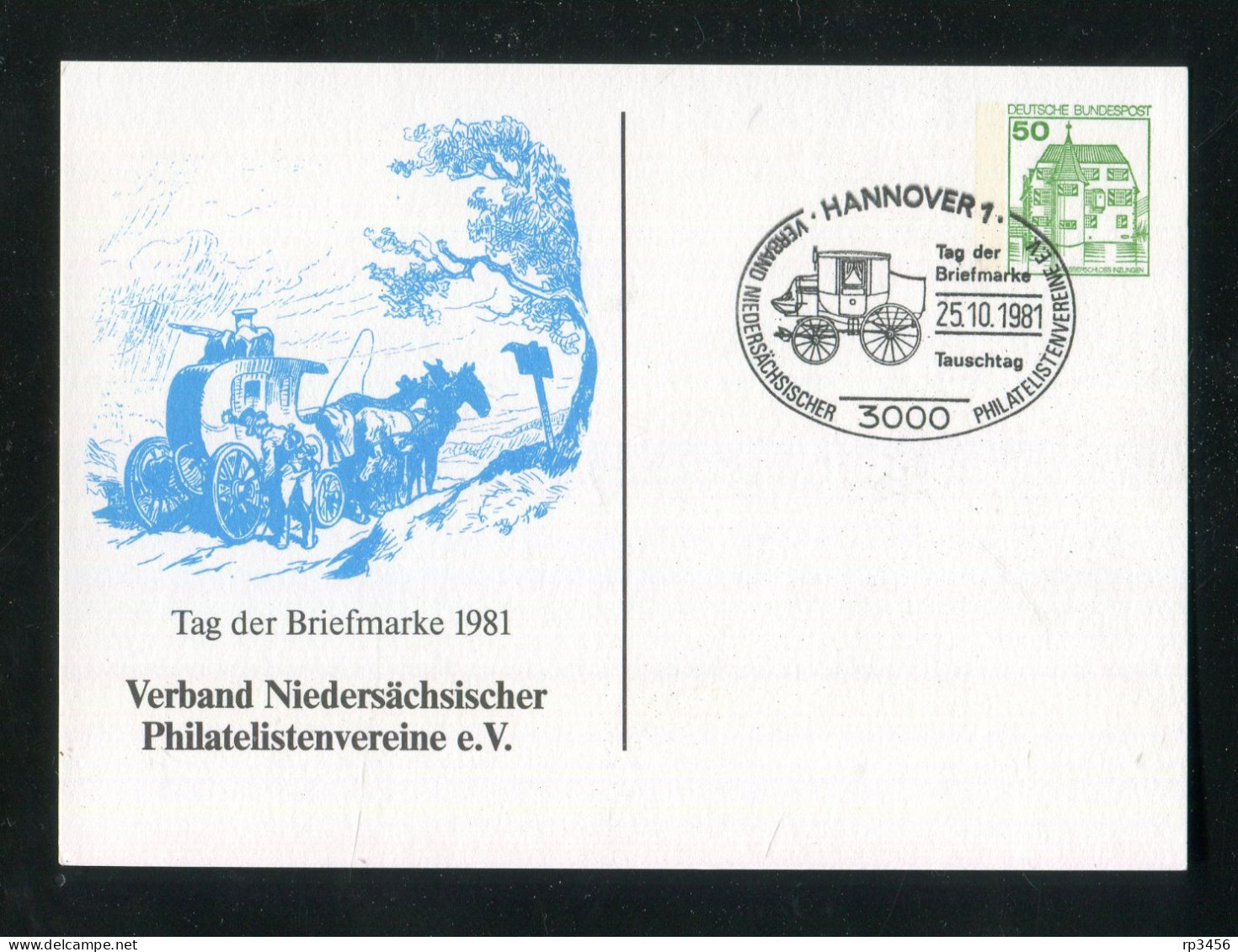 "BUNDESREPUBLIK DEUTSCHLAND" 1981, Privat-Postkarte Mit Abbildung Einer Postkutsche, SSt. "Hannover" (B032) - Privé Postkaarten - Gebruikt