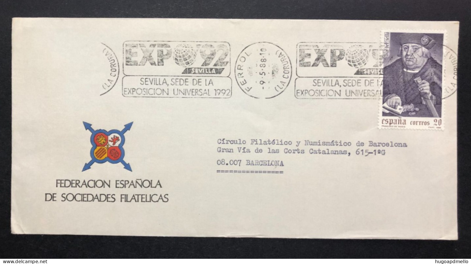 SPAIN, Cover With Special Cancellation « EXPO '92 », « FERROL Postmark », 1988 - 1992 – Siviglia (Spagna)