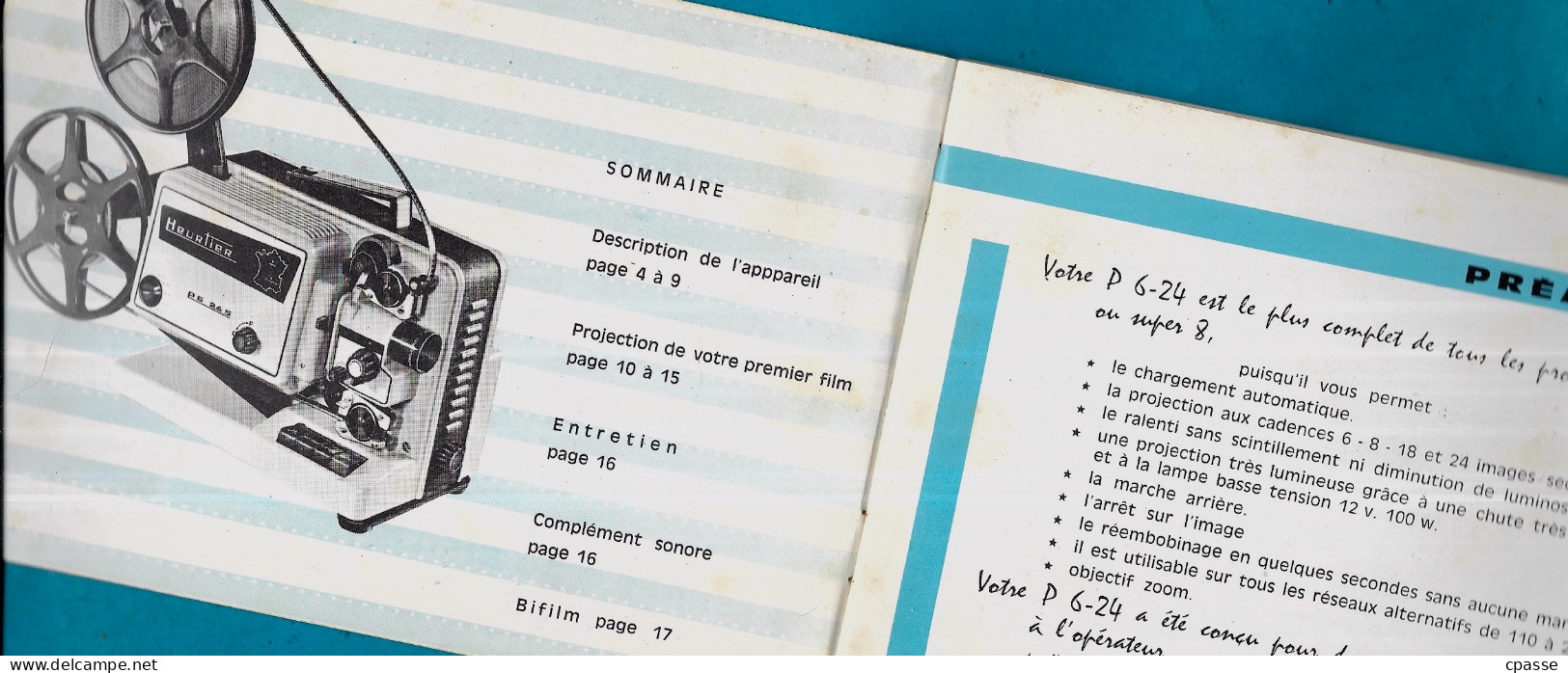 Cinéma Amateur, Manuel D'utilisation PROJECTEUR HEURTIER 8 SUPER 8 Et BiFILM Muet Et Sonore 42 St Saint-Etienne - Proiettori