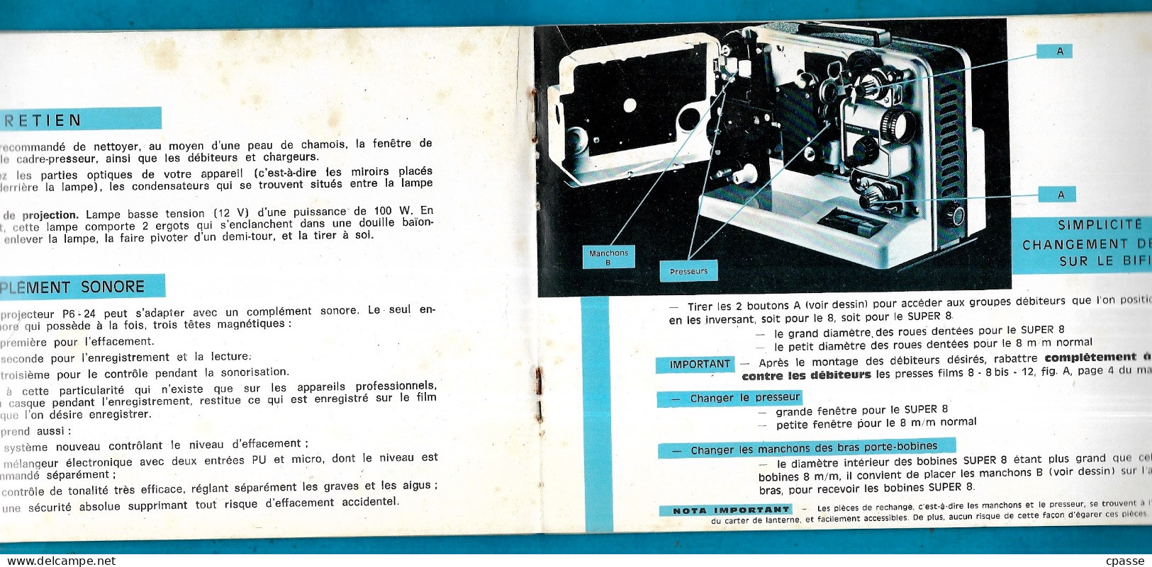 Cinéma amateur, manuel d'utilisation PROJECTEUR HEURTIER 8 SUPER 8 et BiFILM Muet et Sonore 42 St Saint-Etienne