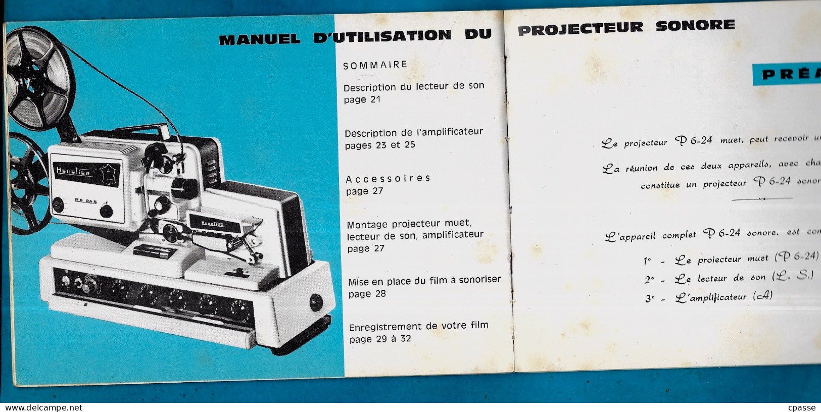 Cinéma amateur, manuel d'utilisation PROJECTEUR HEURTIER 8 SUPER 8 et BiFILM Muet et Sonore 42 St Saint-Etienne