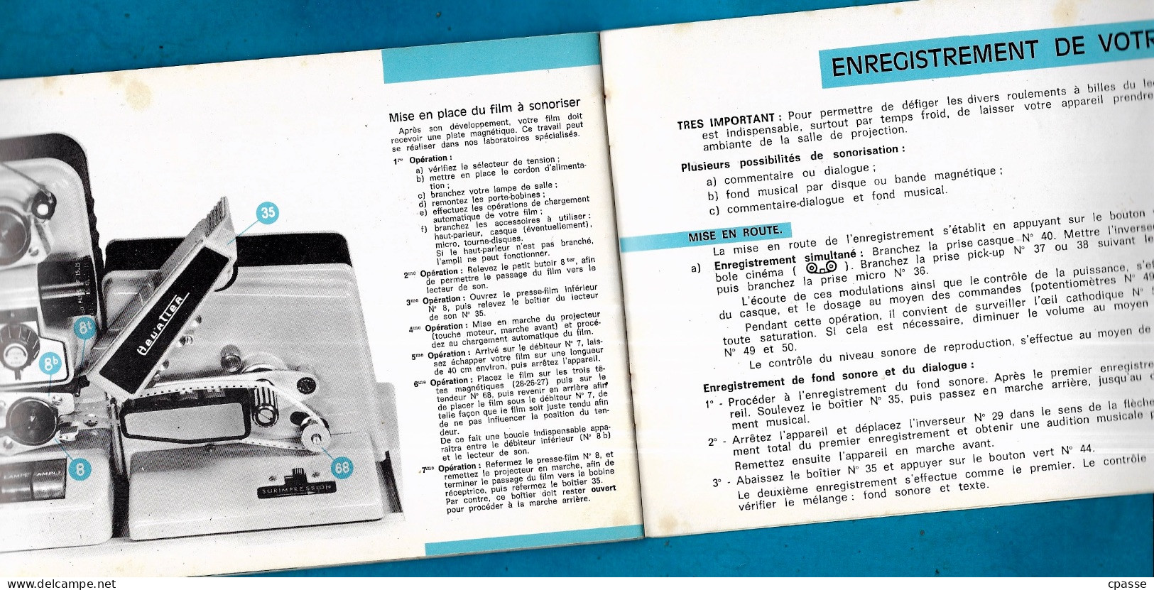 Cinéma amateur, manuel d'utilisation PROJECTEUR HEURTIER 8 SUPER 8 et BiFILM Muet et Sonore 42 St Saint-Etienne