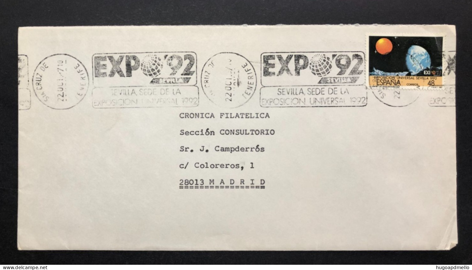 SPAIN, Cover With Special Cancellation « EXPO '92 », « STA. CRUZ De TENERIFE Postmark », 1987 - 1992 – Sevilla (Spain)